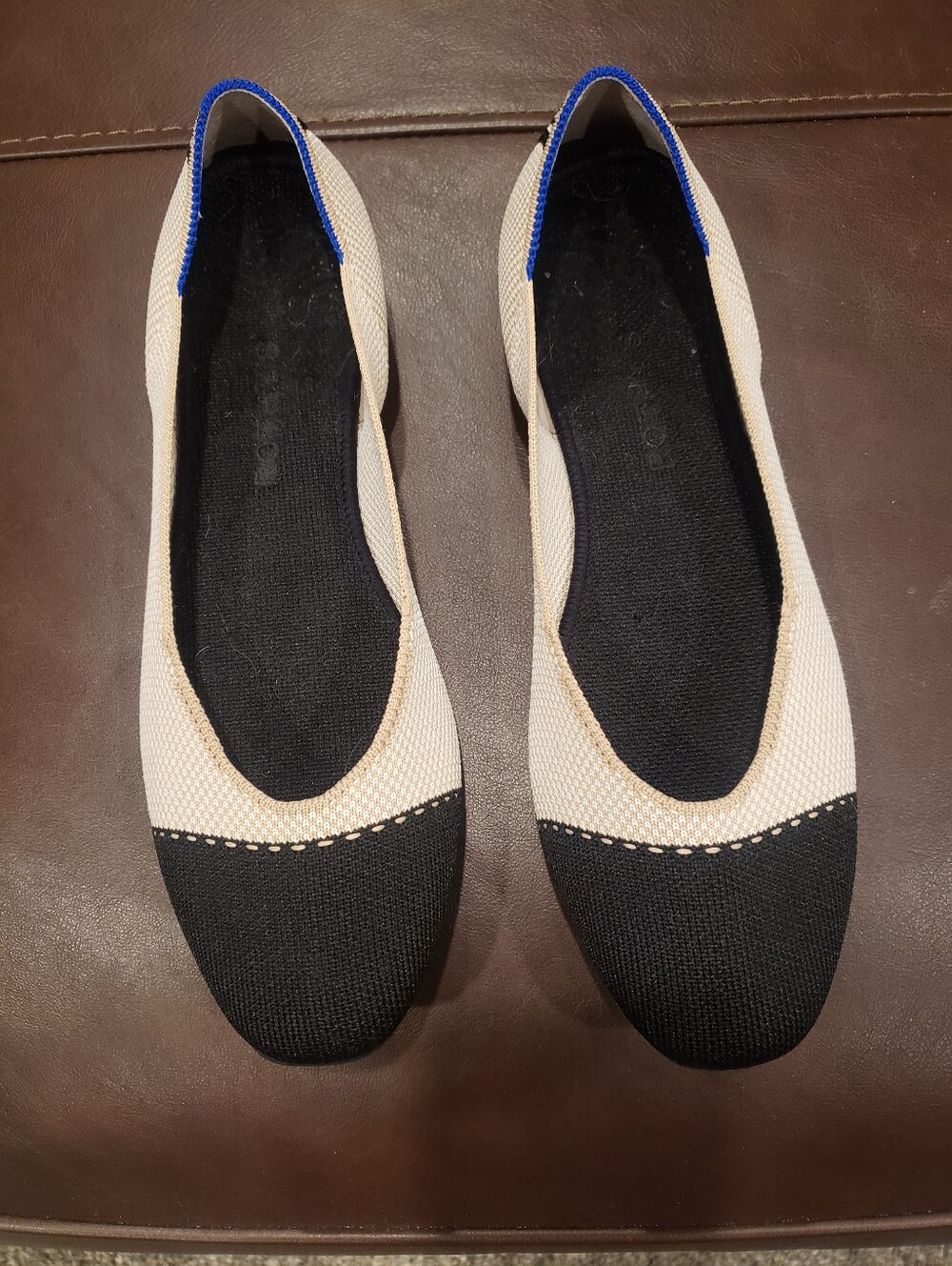 Rothy's Black & Cream Tuxedo Two-Tone Knit Ballet Flats